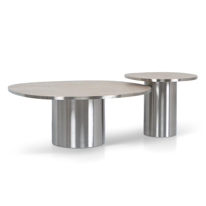 Aurum Nested Porcelain Coffee Table Table - Stainless Steel