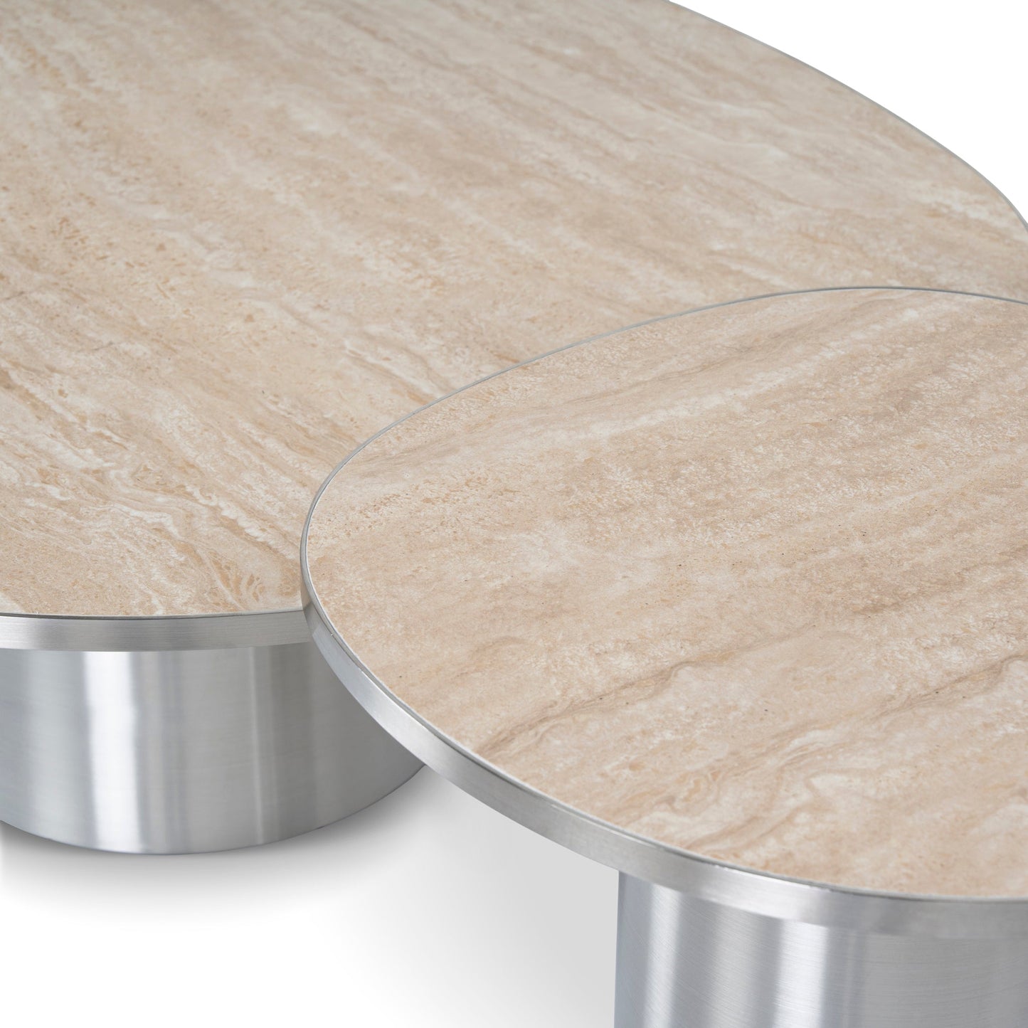 Aurum Nested Porcelain Coffee Table Table - Stainless Steel