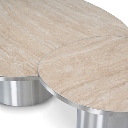 Aurum Nested Porcelain Coffee Table Table - Stainless Steel