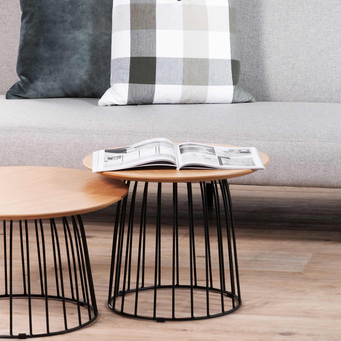 Carmella Side Table Set - Natural - Black