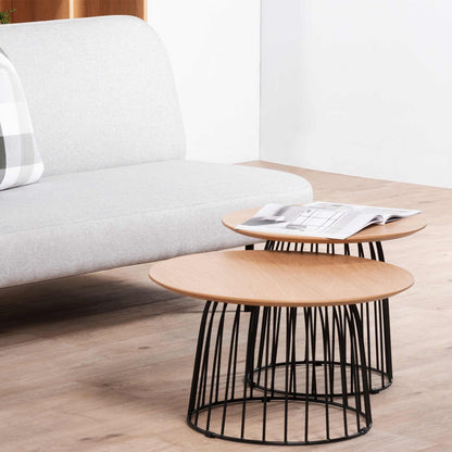 Carmella Side Table Set - Natural - Black