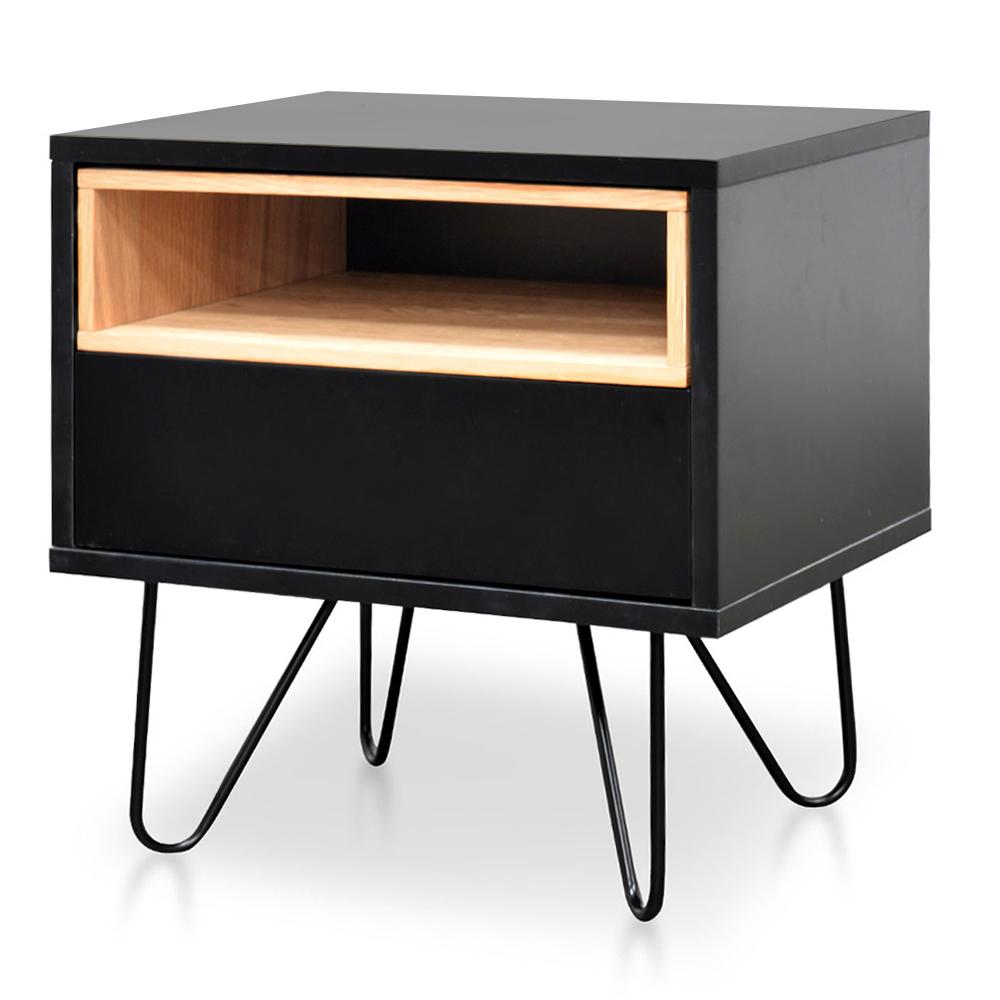 Anthony Wooden Bedside Table - Black