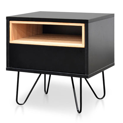 Anthony Wooden Bedside Table - Black
