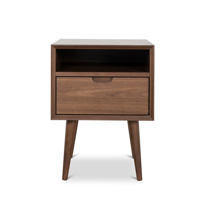 Asta SQ Wooden Bedside Table - Walnut