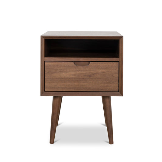 Asta SQ Wooden Bedside Table - Walnut