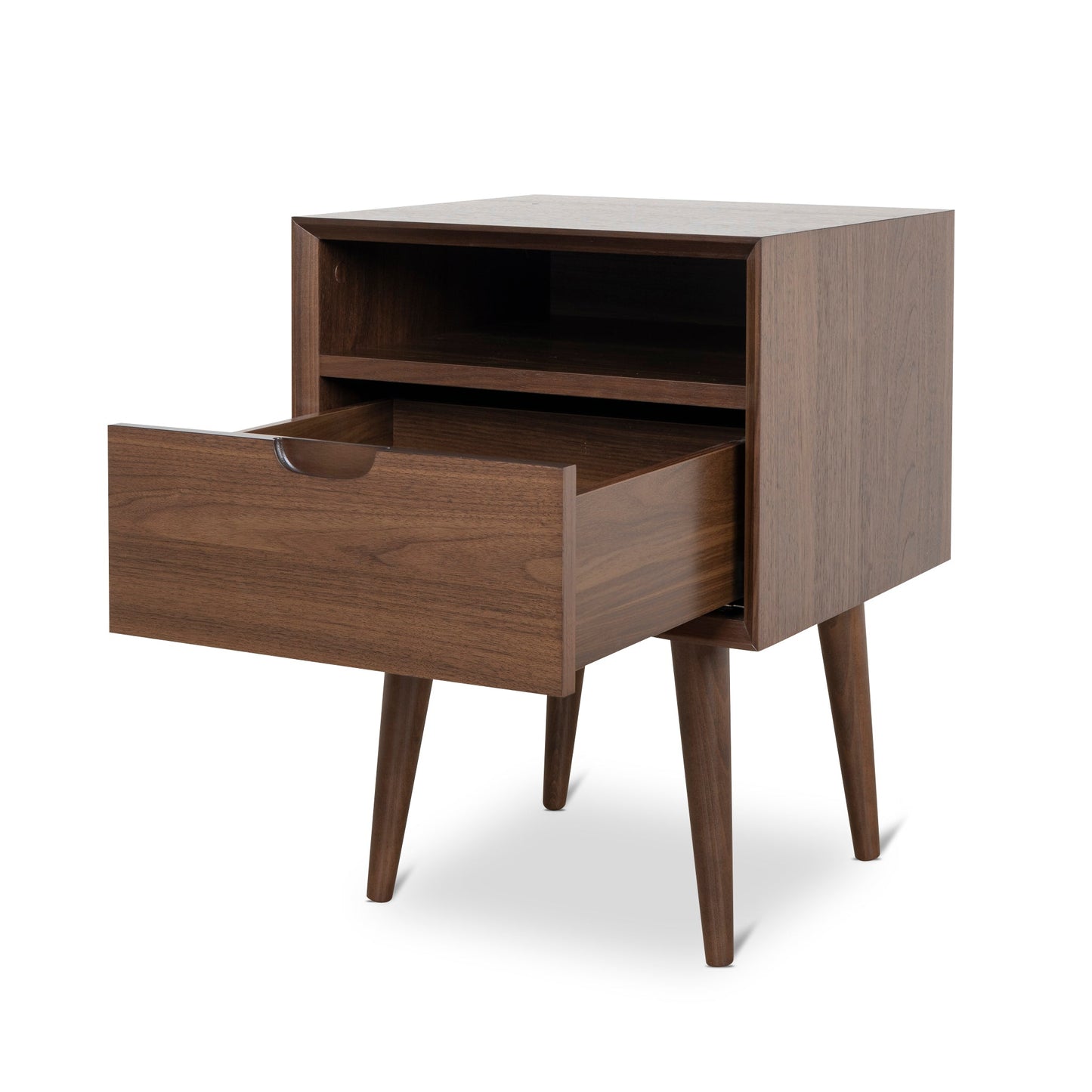 Asta SQ Wooden Bedside Table - Walnut