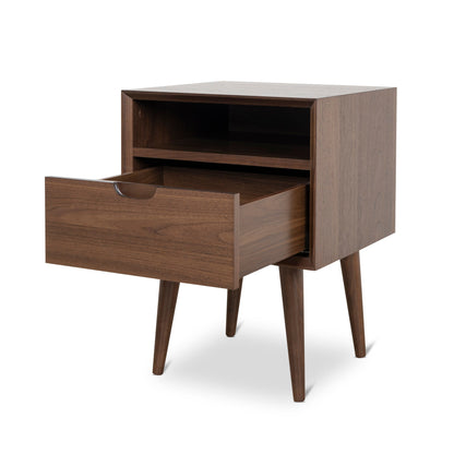 Asta SQ Wooden Bedside Table - Walnut