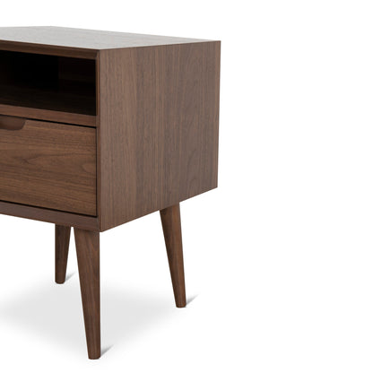 Asta SQ Wooden Bedside Table - Walnut