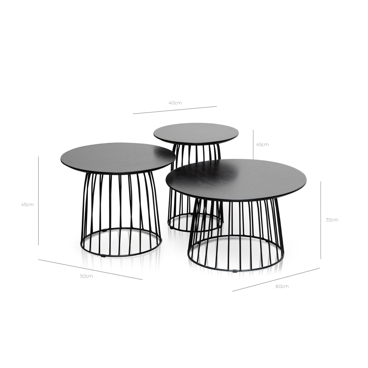 Carmella Round Side Table Set - Black Oak - Last One