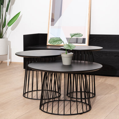Carmella Round Side Table Set - Black Oak - Last One