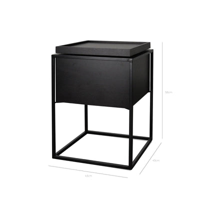 Cane Scandinavian Side Table - Black
