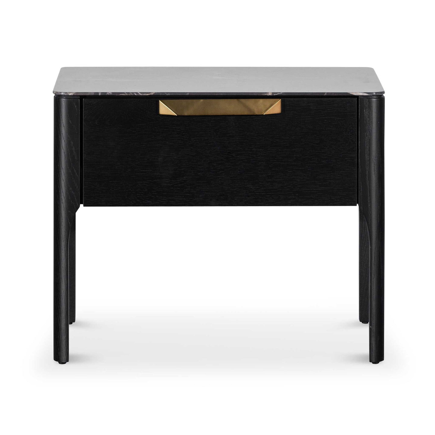 Allison Bedside Table - Black with Porcelain Marble Top