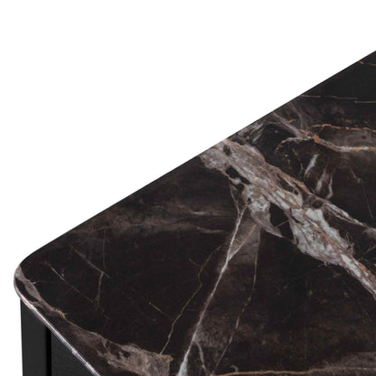 Allison Bedside Table - Black with Porcelain Marble Top