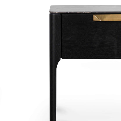 Allison Bedside Table - Black with Porcelain Marble Top