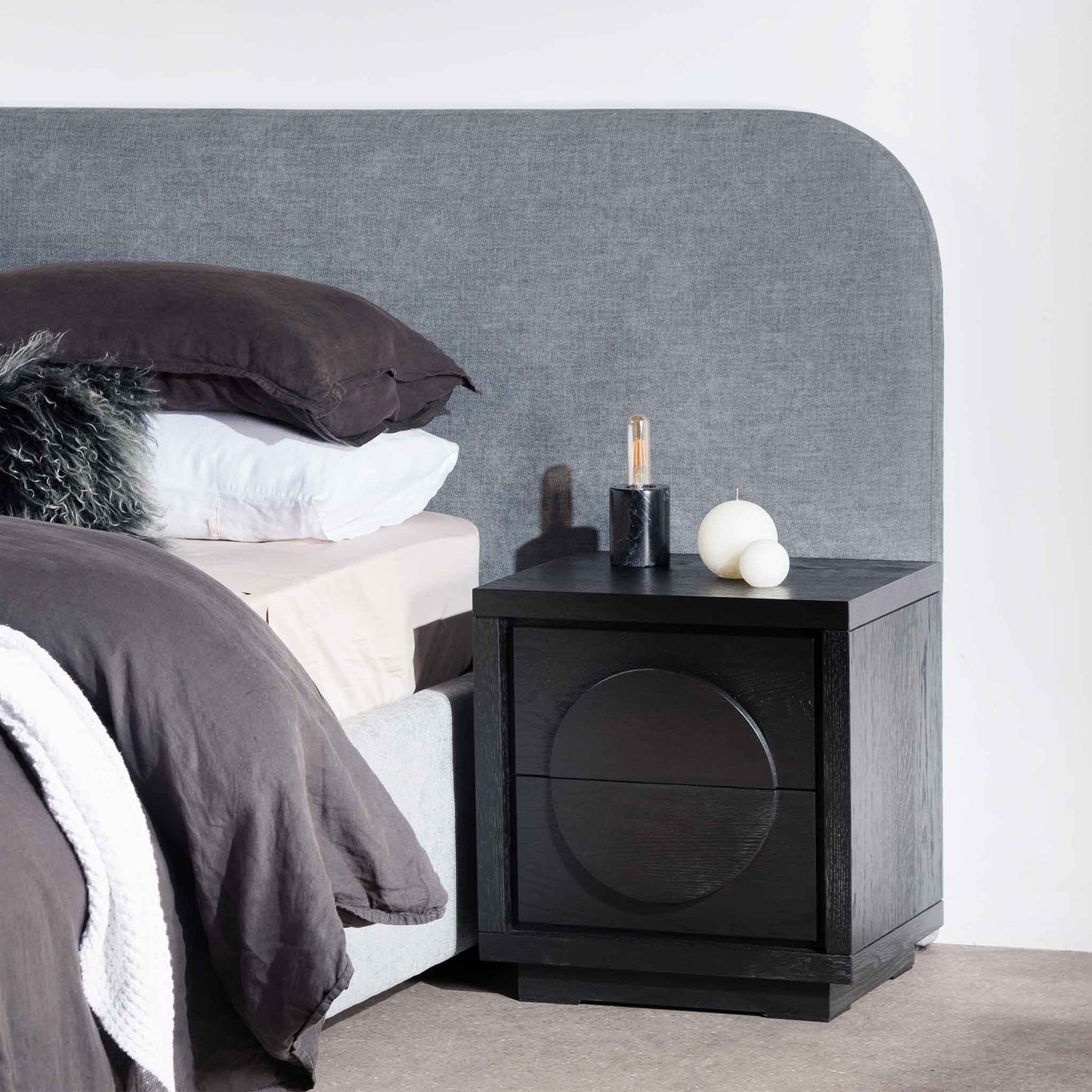 Bonnie Bedside Table - Textured Espresso Black