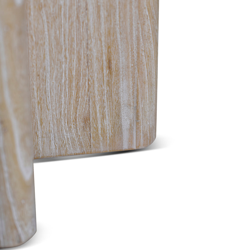 Agosti Travertine Marble Round Side Table - White Wash