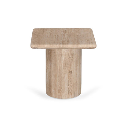 Costin 42cm Travertine Top Side Table - Natural - Last One