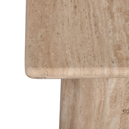 Costin 42cm Travertine Top Side Table - Natural - Last One