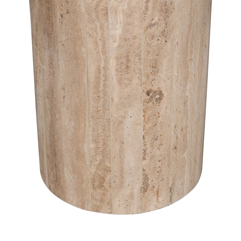 Costin 42cm Travertine Top Side Table - Natural - Last One