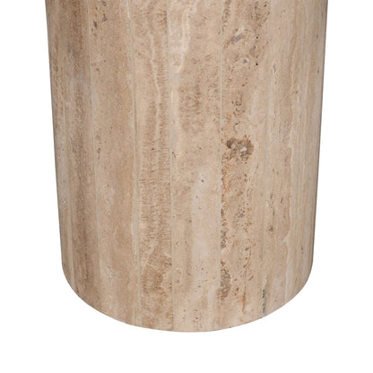 Costin 42cm Travertine Top Side Table - Natural - Last One