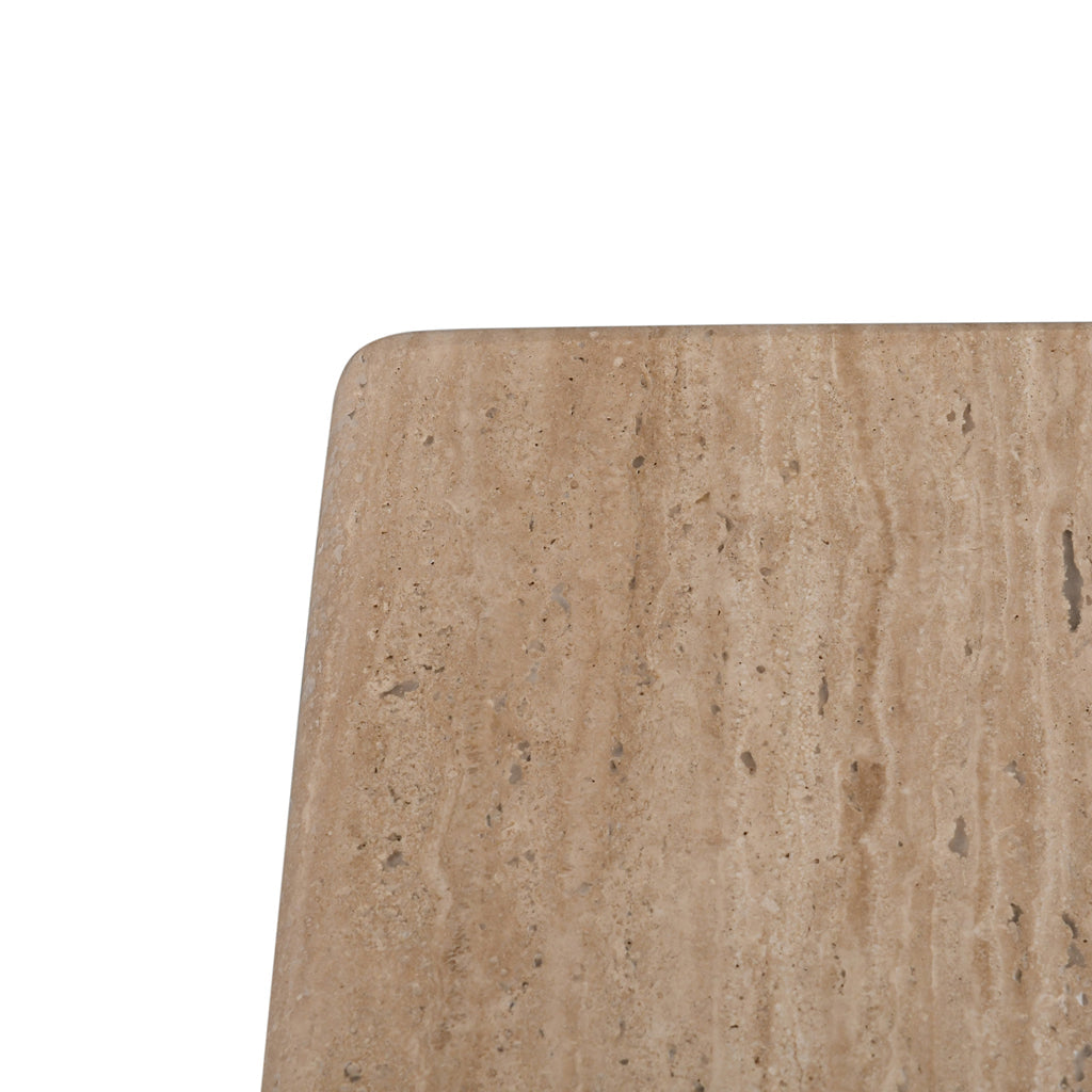 Costin 42cm Travertine Top Side Table - Natural - Last One