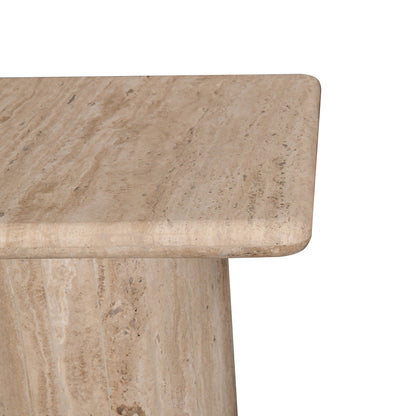 Costin 42cm Travertine Top Side Table - Natural - Last One