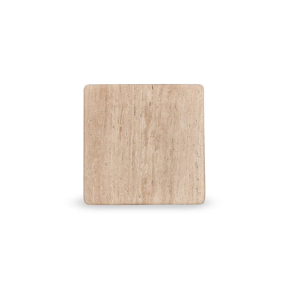 Costin 42cm Travertine Top Side Table - Natural - Last One
