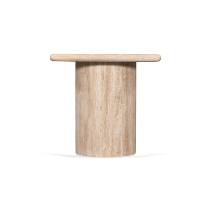 Costin 42cm Travertine Top Side Table - Natural - Last One