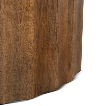 Avanti 45cm Travertine Top Round Side Table - Walnut