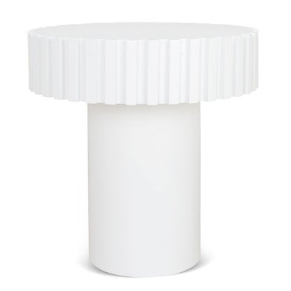 Alfaro 50cm Round Side Table - Full White