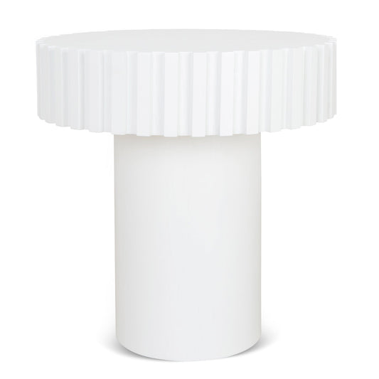 Alfaro 50cm Round Side Table - Full White