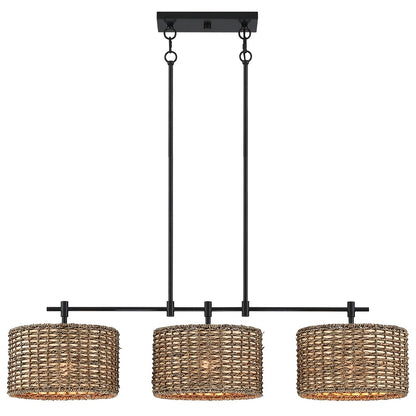 Sedgy 3-Light Black Farmhouse Kitchen Island Light Linear Chandelier - 41W
