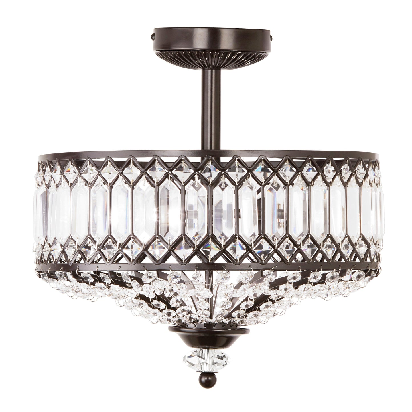 Silver Orchid Furey Bronze/Gold Tiered Glass Semi-flush Lighting Fixture - 14.75L x 14.75W x 15.25H