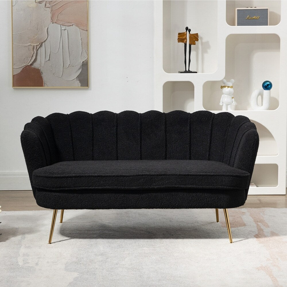 Small Mini Room Couch Two-Seater Sofa with Gold Metal Leg - 2 Seat