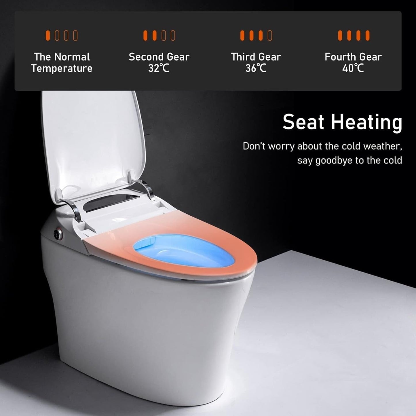 Smart Toilet, One Piece Bidet Toilet for Bathrooms,Modern Elongated Toilet with Warm Water,Dual Auto Flush,Foot Sensor Operation