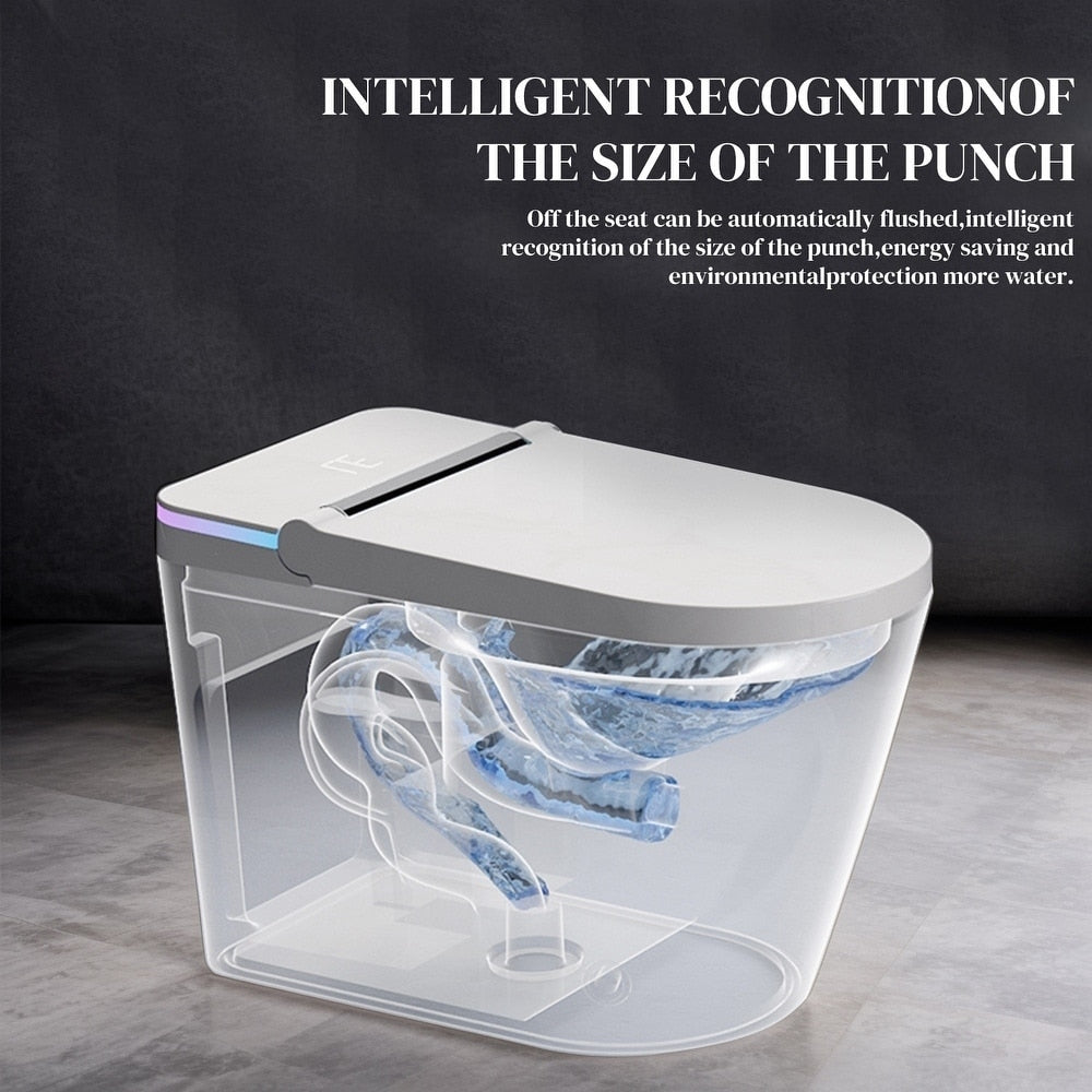 Smart Toilet, One Piece Bidet Toilet for Bathrooms,Modern Elongated Toilet with Warm Water,Dual Auto Flush,Foot Sensor Operation