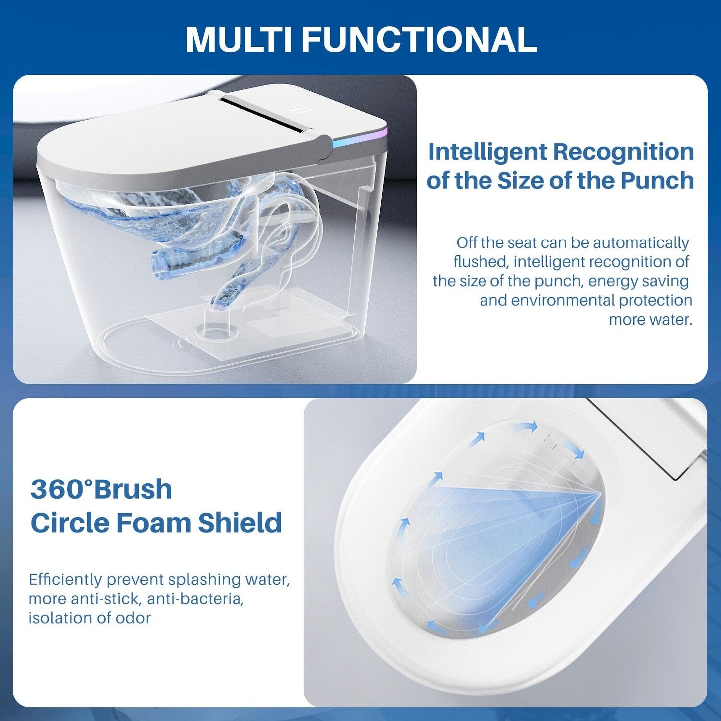 Smart Toilet, One Piece Bidet Toilet for Bathrooms,Modern Elongated Toilet with Warm Water,Dual Auto Flush,Foot Sensor Operation