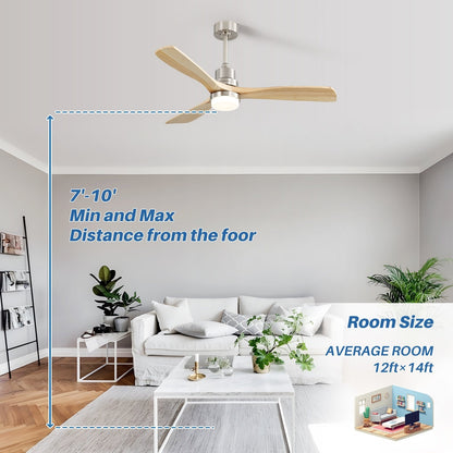 Sofucor 52 Indoor Wood Ceiling Fan Light with Remote, Integrated Light Optional