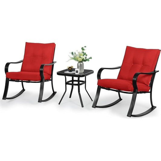 Solaura 3-piece Outdoor Patio Rocking Chairs Conversation Bistro Set