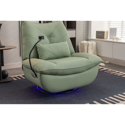 Swivel Glider Power Recliner with Bluetooth Speakers, Phone Holder, USB and Type-C Charging Ports, Hidden Arm Storage