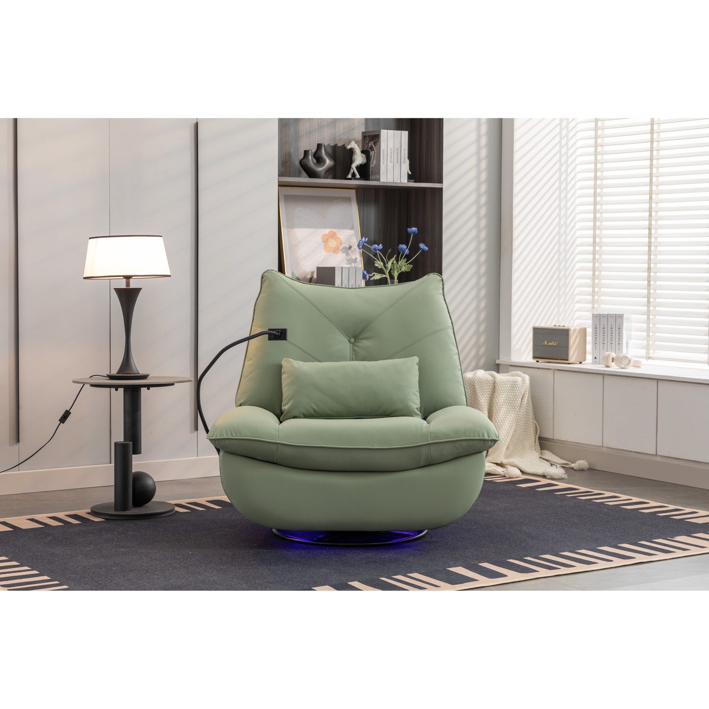Swivel Glider Power Recliner with Bluetooth Speakers, Phone Holder, USB and Type-C Charging Ports, Hidden Arm Storage