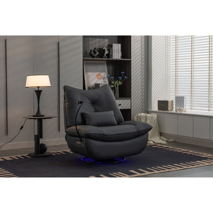 Swivel Glider Power Recliner with Bluetooth Speakers, Phone Holder, USB and Type-C Charging Ports, Hidden Arm Storage