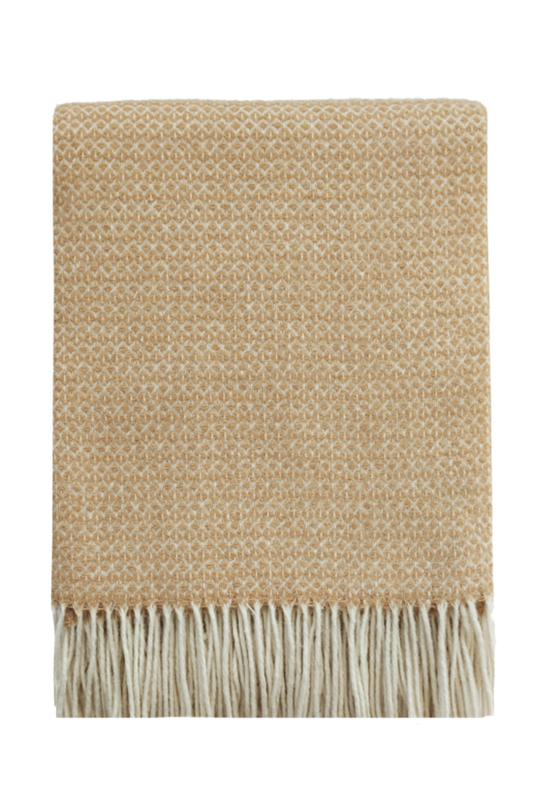 Baya Littano Merino Wool Blend Throw - Latte