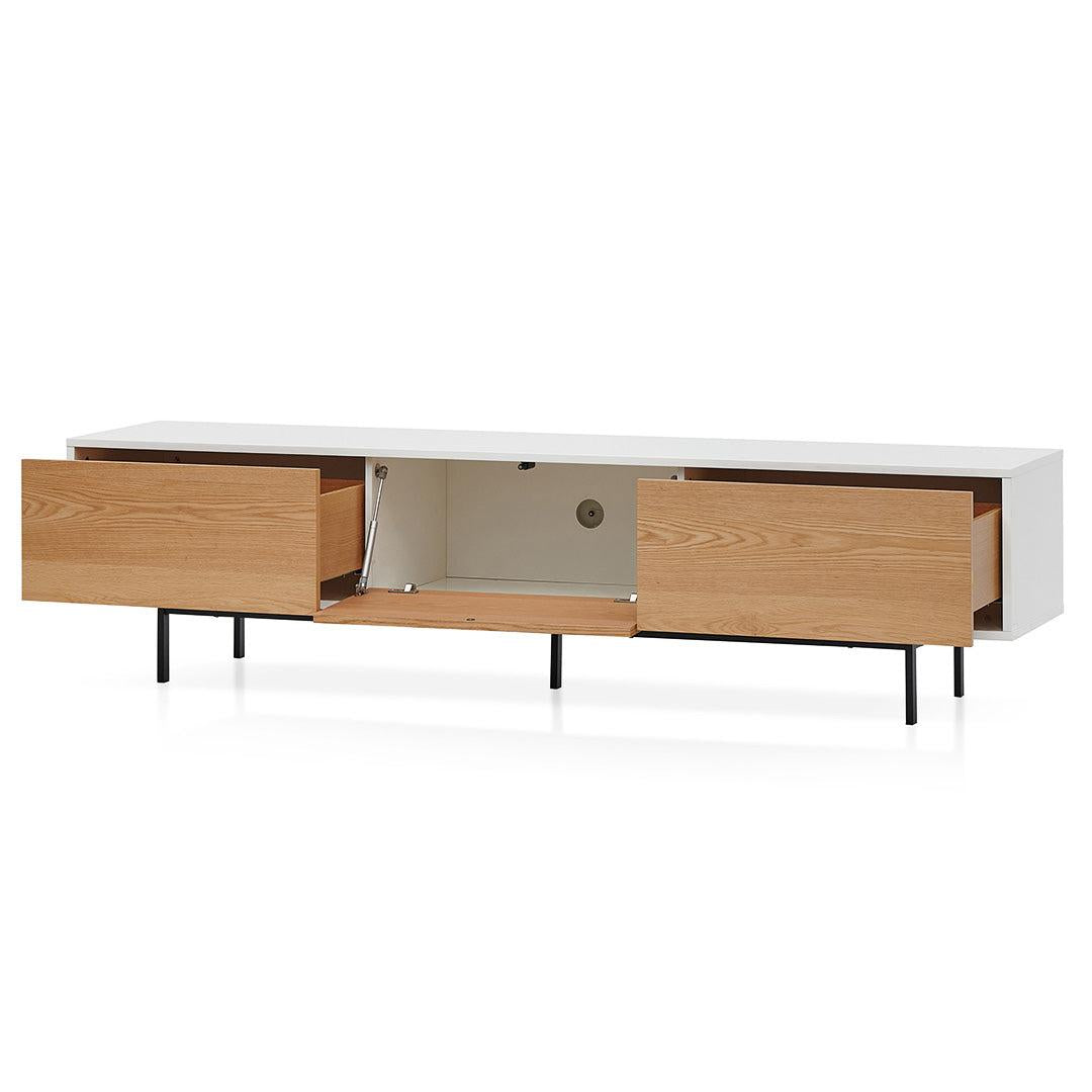 Alto 2m Wooden TV Entertainment Unit With Natural Drawers - White Frame