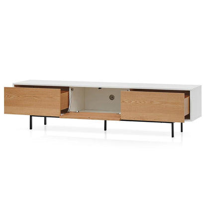 Alto 2m Wooden TV Entertainment Unit With Natural Drawers - White Frame