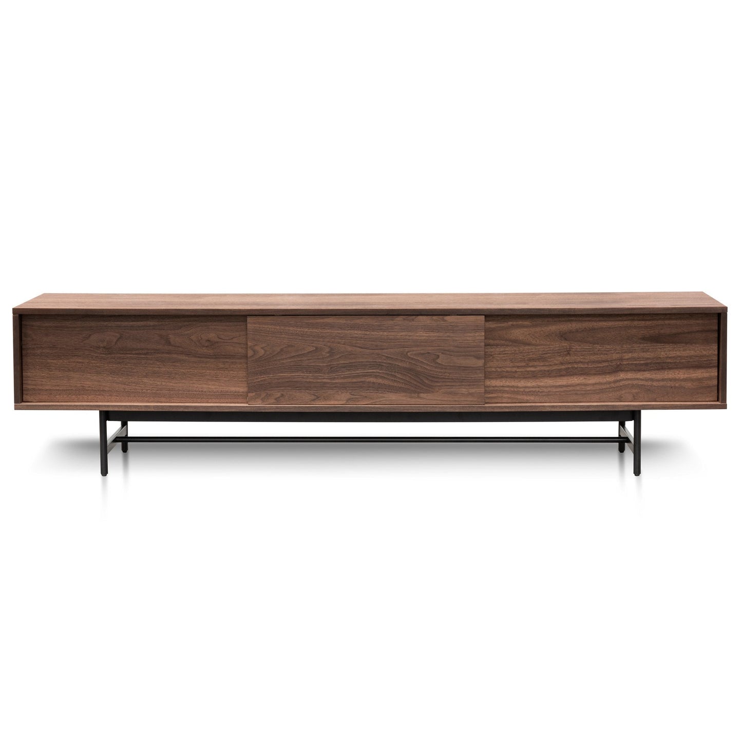 Christie 2.1m Walnut Wooden TV Entertainment Unit - Black legs