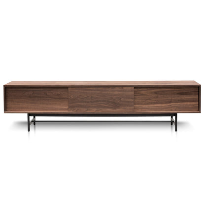 Christie 2.1m Walnut Wooden TV Entertainment Unit - Black legs