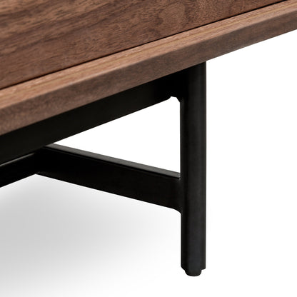 Christie 2.1m Walnut Wooden TV Entertainment Unit - Black legs