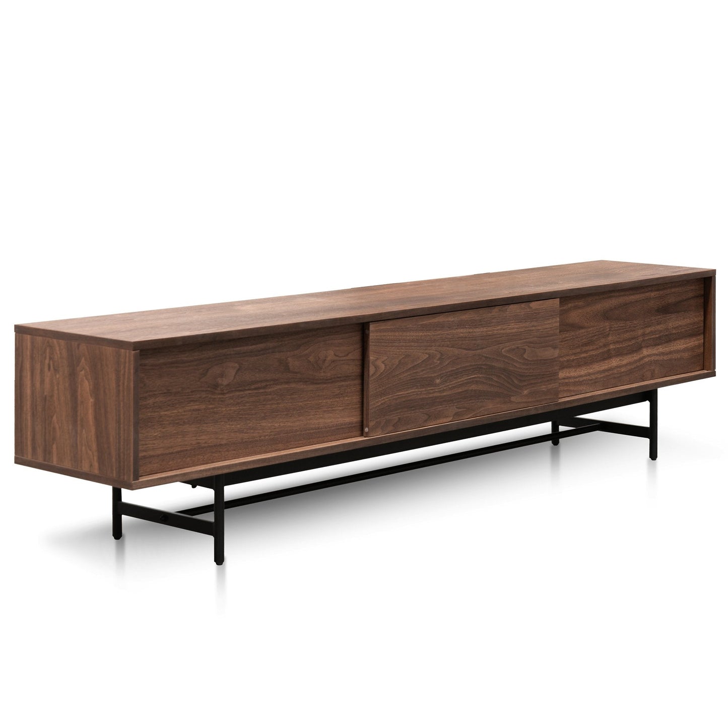 Christie 2.1m Walnut Wooden TV Entertainment Unit - Black legs