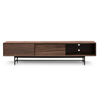 Christie 2.1m Walnut Wooden TV Entertainment Unit - Black legs